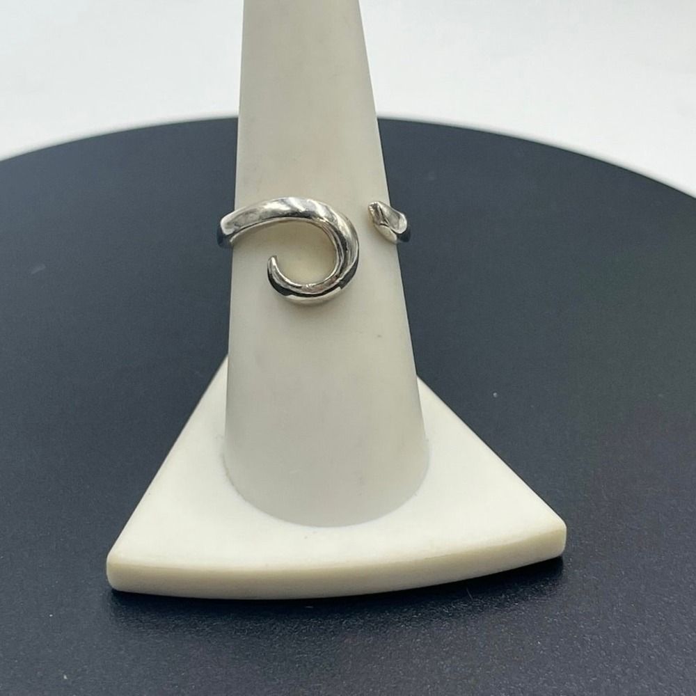 Marsala 925 Sterling‎ Silver Curved Swirl Open Adjustable Ring 7.75